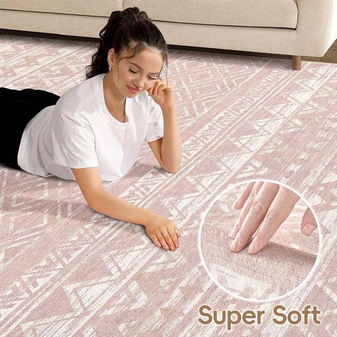cotiled Boho 10x14 Area Rug for Living Room: Large Moroccan Washable Rug | - Image 2