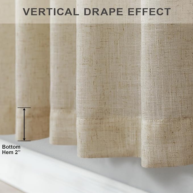102 Inch Long Curtains Semi Sheer Linen Curtains - Image 8