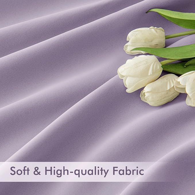 MIULEE Lilac Back Tab Blackout Curtains 52x108 Inch Long 2 Panels Set | Rod - Image 6