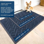 OLANLY Front Door Mat Outside 35x23, All-Season Absorbent Rubber Doormat | Blue - Image 2