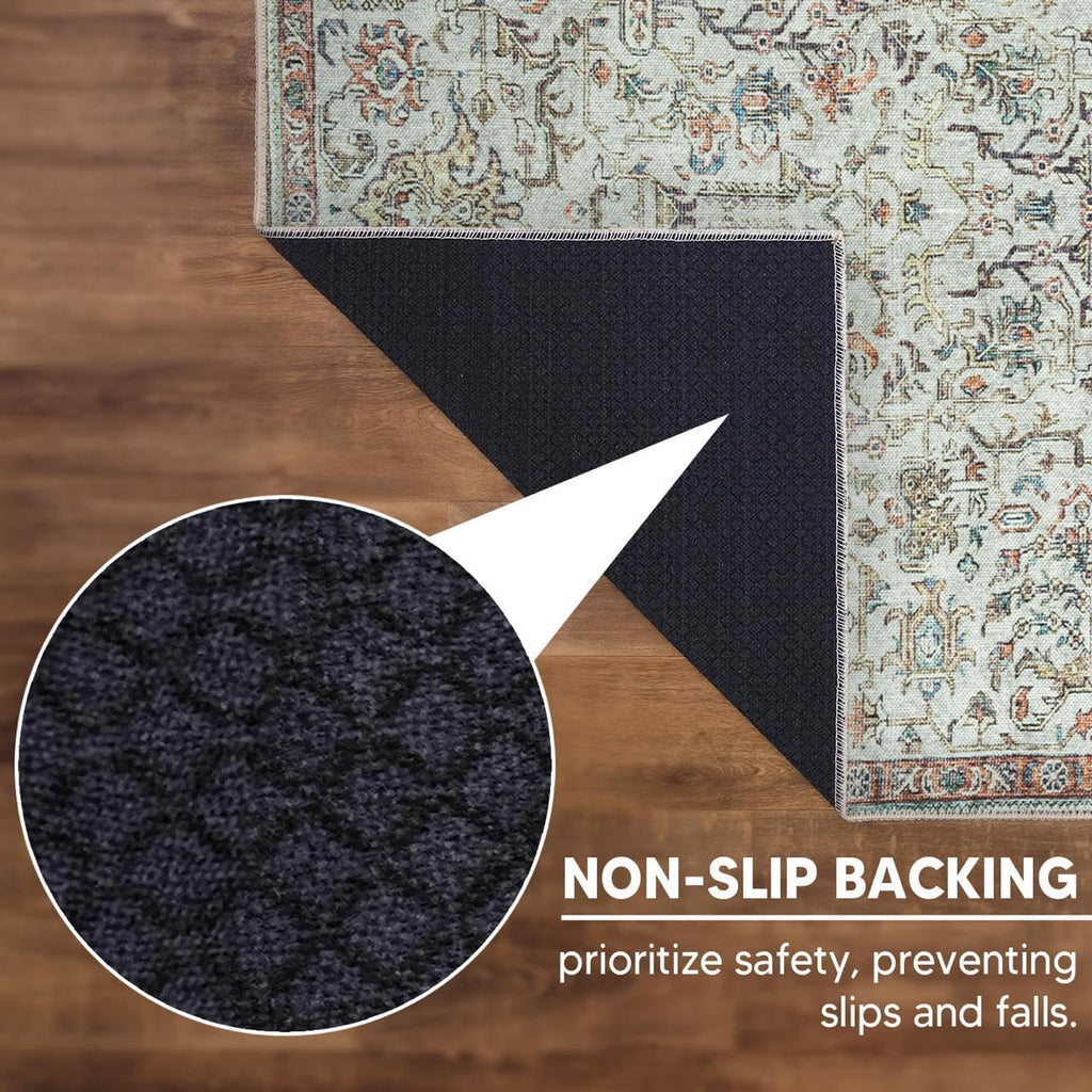 Keen Home Design 3x5 Rug - Machine Washable Entry Rug with Non-Slip Backing, Ideal for Enteryway, Kitchen, Bathroom, Laundry Room - Vintage, Easy Clean, Durable, Low Pile Rug - (3' x 5')