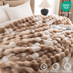Cozy Faux Fur Throw Blanket for Couch-Warm Fuzzy Throw Blanket, Soft Plush Thick Bubble Blankets for Bedroom and Living Room, Furry Luxury Blanket, 50 x 60, Tie-Dye Brown