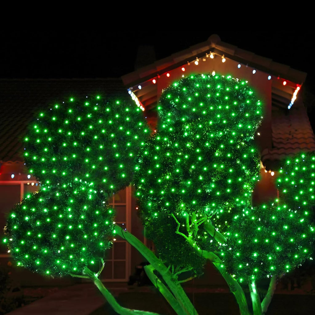 WBao Christmas Lights, 200LED 8.4ft x 5.2ft Net Lights Outdoor Mesh Light with 8 Modes, Timer, UL Certified, End to End Connectable, Waterproof for Lawn, Bushes Outdoor Christmas Decorations, Green