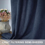 Navy Curtains 96 Inches Long for Kids Room 2 Panel Back Tab Pocket Drape Soft - Image 3