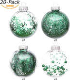 Sea Team Shatterproof Clear Plastic Christmas Ball Ornaments Decorative Xmas Balls Baubles Set with Stuffed Delicate Decorations (80mm/3.15 inch 20-Pack, Green)