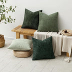 MIULEE Soft Decorative Chenille Pillow Covers Forest Green 16x16 Pack of 4 | - Image 4