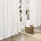 Ivory White Linen Curtains 132 Inch Length - Image 5