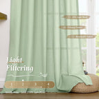 Light Green Linen Window Curtains 63 Inch Length - Image 4