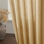 Gold Yellow Linen Curtains for Living Room 63 Inches Long 2 Panel Set Light - Image 4