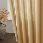 Gold Yellow Linen Curtains 102 Inches Long Rod Pocket Back Tab Drapes 2 Panels - Image 4