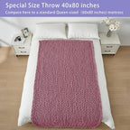 Bigacogo Chunky Knit Throw Blanket for Couch, 40x80 inches, 100% Hand Knitted with Thick Jumbo Chenille Yarn, Cozy Soft Large Rope Knot Cable Crochet Blankets for Sofa Bed Living Room, Burnt Rose