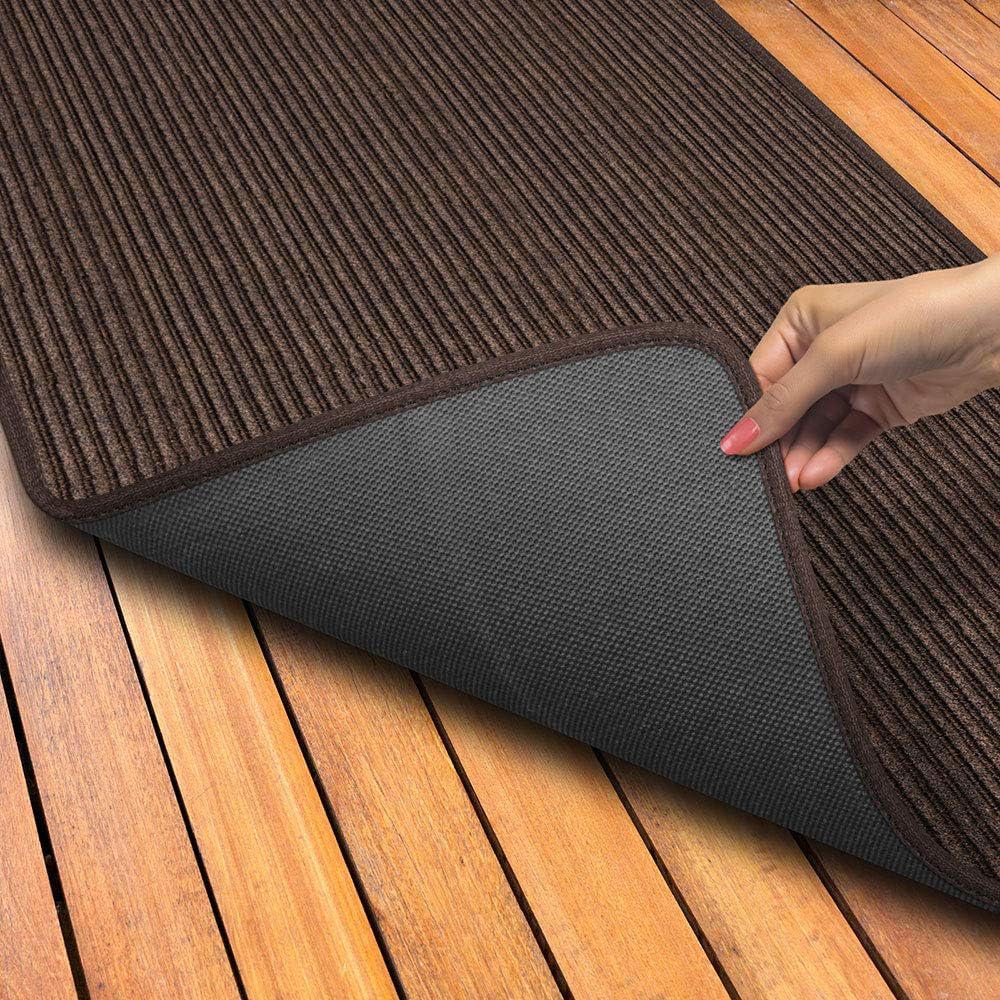 House, Home and More Indoor Outdoor Double-Ribbed Carpet Runner with Skid-Resistant Rubber Backing - Bittersweet Brown - 4 Feet x 50 Feet