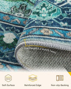 RELEANY Washable Area Rug, Round 10ft, Teal | Non-Slip, Water Repellent - Image 4