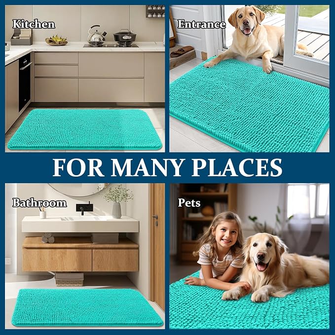 OLANLY Dog Door Mat for Muddy Paws 32x20, Super Absorbent Chenille Mud Mat | - Image 8