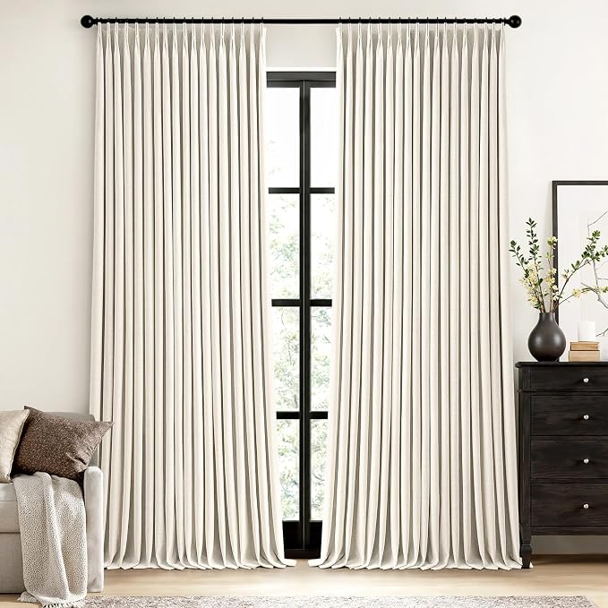 MIULEE Natural Extra Wide Pinch Pleated Blackout Curtains 60x102 Inches | by MIULEE