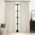 MIULEE Natural Extra Wide Pinch Pleated Blackout Curtains 60x84 Inches | Memory by MIULEE