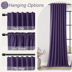 New Purple 100% Blackout Linen Curtains 96 Inch Length 2 Panels Set - Image 6