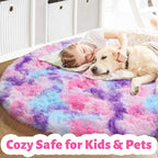 Amdrebio Pink Blue Purple Fluffy Large Round Rug 6Ft - Image 2