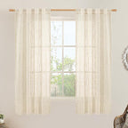 Faux Linen Window Curtains 63 inches Long by LAMIT