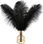 THARAHT Black Ostrich Feathers 12pcs Large Natural Bulk 16-18Inch 40cm-45cm for Wedding Party Centerpieces Halloween and Home Decoration Feathers