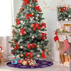 Christmas Snowflake Purple Tree Skirt, Seasonal Tree Mat Holiday Party Supplies Ornaments Indoor Outdoor Decorations for Tabletop Trees 35.4 Inches