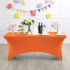 Spandex Table Cover for 8FT or 4ft or 6ft Table Universal Fitted Stretch Tablecloth for Party, Banquet, Wedding and Events-Orange