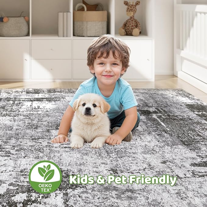 LOONGRUG 9x12 Area Rug Washable Large Neutral Modern Living Room Rugs | - Image 7