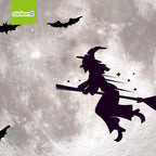 Halloween Window Clings for Glass Windows - 16" x 16" Moon Window Decal - Witch Clings Silhouette - Halloween Decorations