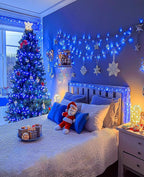 197FT 600 LED Christmas Lights Outdoor, Plug in Christmas Tree Lights 8 Modes, Waterproof String Twinkle Lights for Indoor House Patio Garden Party Wedding Holiday Decorations, Blue
