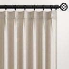 Topfinel Pinch Pleated Curtains 63 Inches Long 2 Panels Set, Oatmeal Semi Sheer by Topfinel