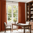 Terracotta Long Linen Curtains 102 Inches Long 2 Panel Set Back Tab Boho Rustic - Image 8