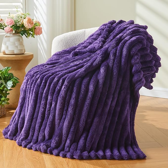 NEWCOSPLAY Fleece Ribbed Cozy Throw Blanket by NEWCOSPLAY