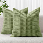 MIULEE Corduroy Decorative Throw Pillow Covers 20x20 Sage Green Pack of 2 | by MIULEE