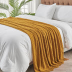 inhand Knitted Fall Throw Blanket for Couch and Bed, Knit Fall Decor Halloween Blanket with Tassel, Brown Lightweight Decorative Farmhouse Warm Woven Blankets and Throws for Women, 50"x60"