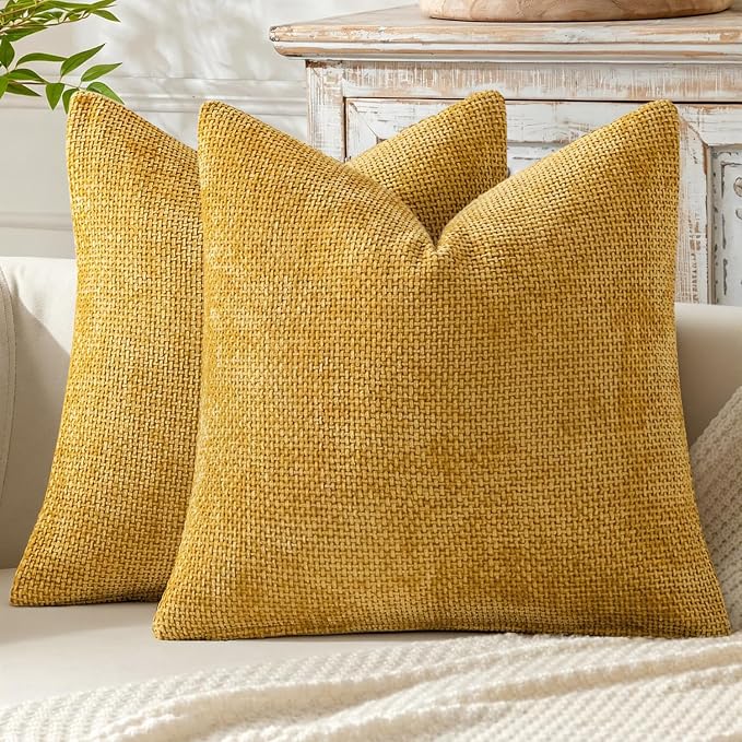MIULEE Decorative Couch Throw Pillow Covers 22x22 in Mustard Yellow 2 Pack | by MIULEE