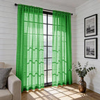 SpaceDresser Check Sheer Curtains 63 Inches 2 Panels Set, Rod Pocket Plaid - Image 4