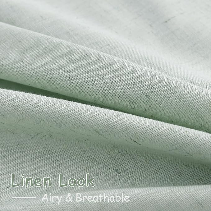 Aqua Green Linen Curtains 90 Inch Long 2 Panels Set - Image 5