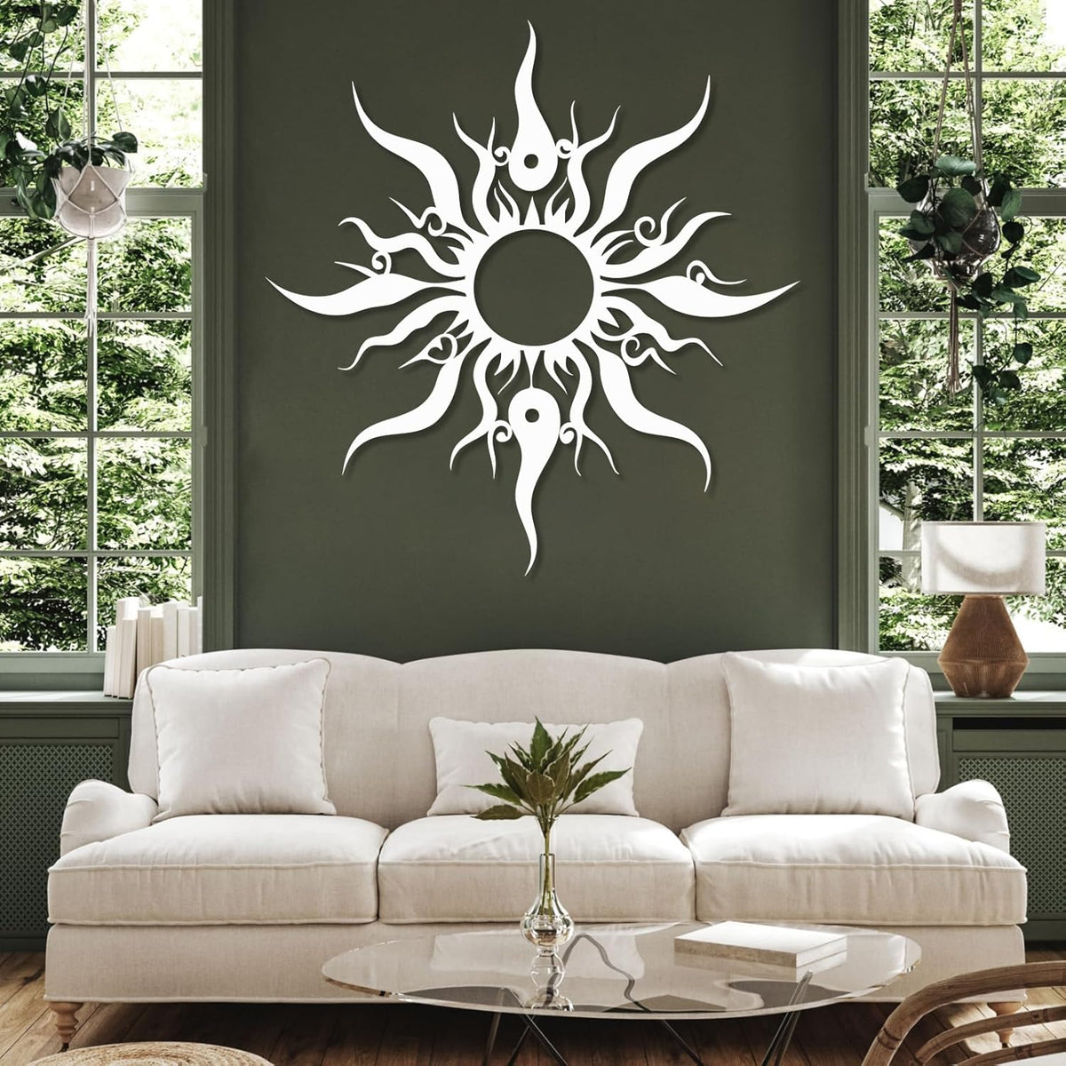 Hotuijxca Metal Wacky Sun Wall Art, Wacky Sun Metal Decor for Livingroom, Bedroom (Silver, 24"x23"/60x58cm, metal wall art)