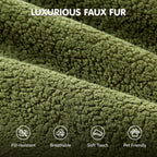 ovios 58" Oversized Round Chair Lounge Chaise Indoor, No Assembly Required, Cloud Large Circle Chair with Plush Fuax Fur, Fluffy Modern Sleeper Sofa Bed for Reading Yoga, Green (Cloud Velvet)