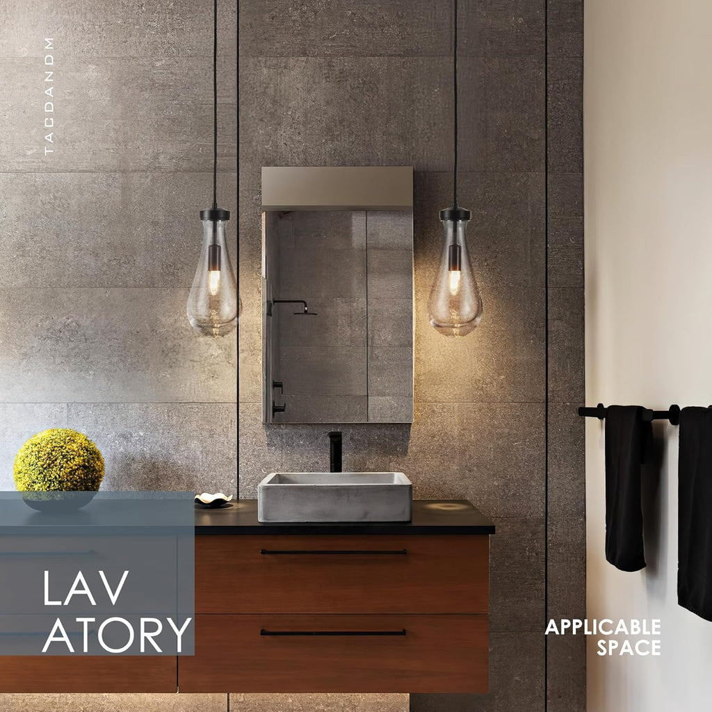 Raindrop Pendant Light, Black Glass Pendant Lighting, Hand Blown Teardrops Modern Hanging Light for Entryway Foyer Stairway Kitchen Island Bedroom Dining Living Room Hallway
