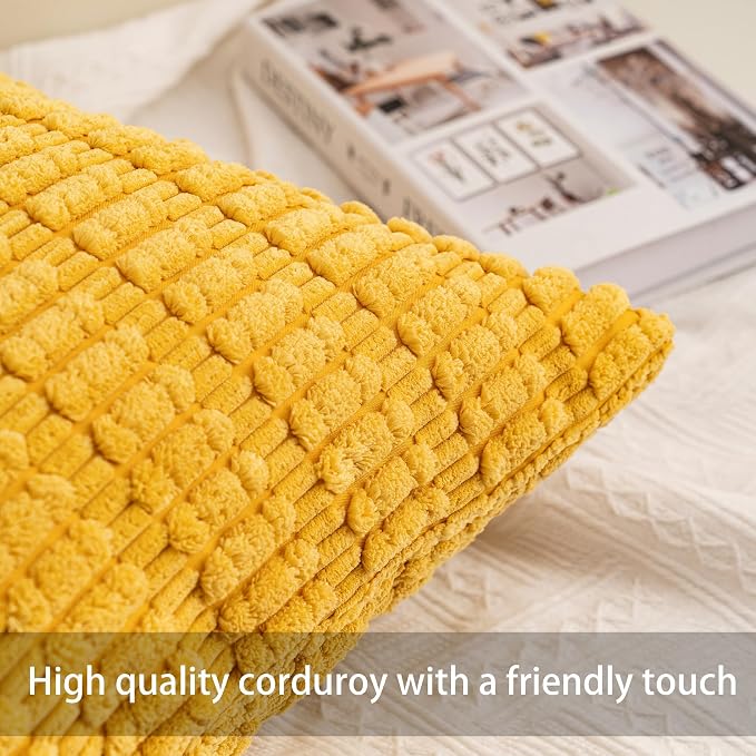 Aegero Pack of 2 Corduroy Decorative Throw Pillow Covers 20x20 Inch - Image 3