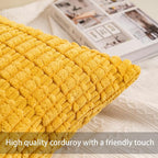 Aegero Corduroy Decorative Throw Pillow Covers 14x36 Inch Soft Striped Pillow - Image 2