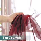 Chyhomenyc Sheer Curtains 63 Inch Length 2 Panels, Burgundy | Light Filtering - Image 6