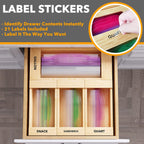 SpaceAid Bag Storage Organizer for Kitchen Drawer, Bamboo Organizer, Compatible with Gallon, Quart, Sandwich and Snack Variety Size Bag (4 Pack), 2.5" High