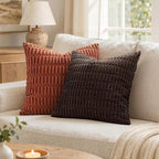 MIULEE Corduroy Decorative Throw Pillow Covers 16x16 Dark Brown Pack of 2 | - Image 2