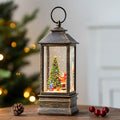 Christmas Snow Globe Lantern Water Glittering Christmas Tree Gifts with Music & Timer, USB Lined/Battery Operated Lighted Lantern for Christmas Festival Decorations