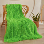 XeGe Luxury Faux Fur Blanket, Lime Green Soft Big Fluffy Throw, Shaggy Plush Decorative Couch Blanket, Cute Furry Fuzzy Bed Throw for Bedroom Living Room, Lime Green, 60x90