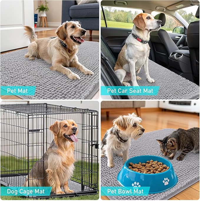 OLANLY Dog Door Mat for Muddy Paws 47x24, Super Absorbent Chenille Mud Mat | - Image 7