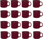 Set of 16 Ceramic Campfire Mugs – 15 Oz, Maroon – Coffee & Tea Cups for Home, Work, Travel, Camping – Customizable, Great for DIY, Events, Companies