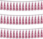 3P Light Pink Foil Fringe Metallic Tassel Streamers Banner Tassel Garland for Parade Floats, Bachelorette, Wedding, Birthday, Halloween, Christmas, Bridal/Baby Shower Party Decorations